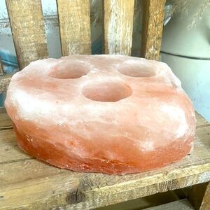 Himalayan Salt Triple Candle Holder Tealight Votive NWT!